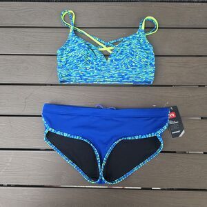 TYR Women's Napa Neon/blue Brooke Bralet Top W/ Matching Hipkini Sz S NEW No Tag